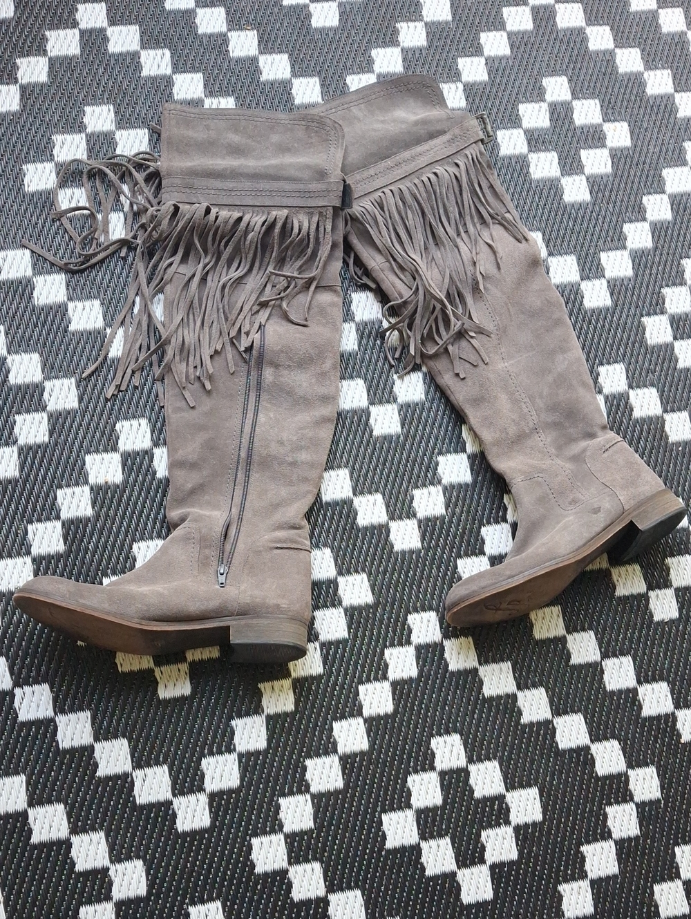 Free People Gray Suede Boots with Zipper